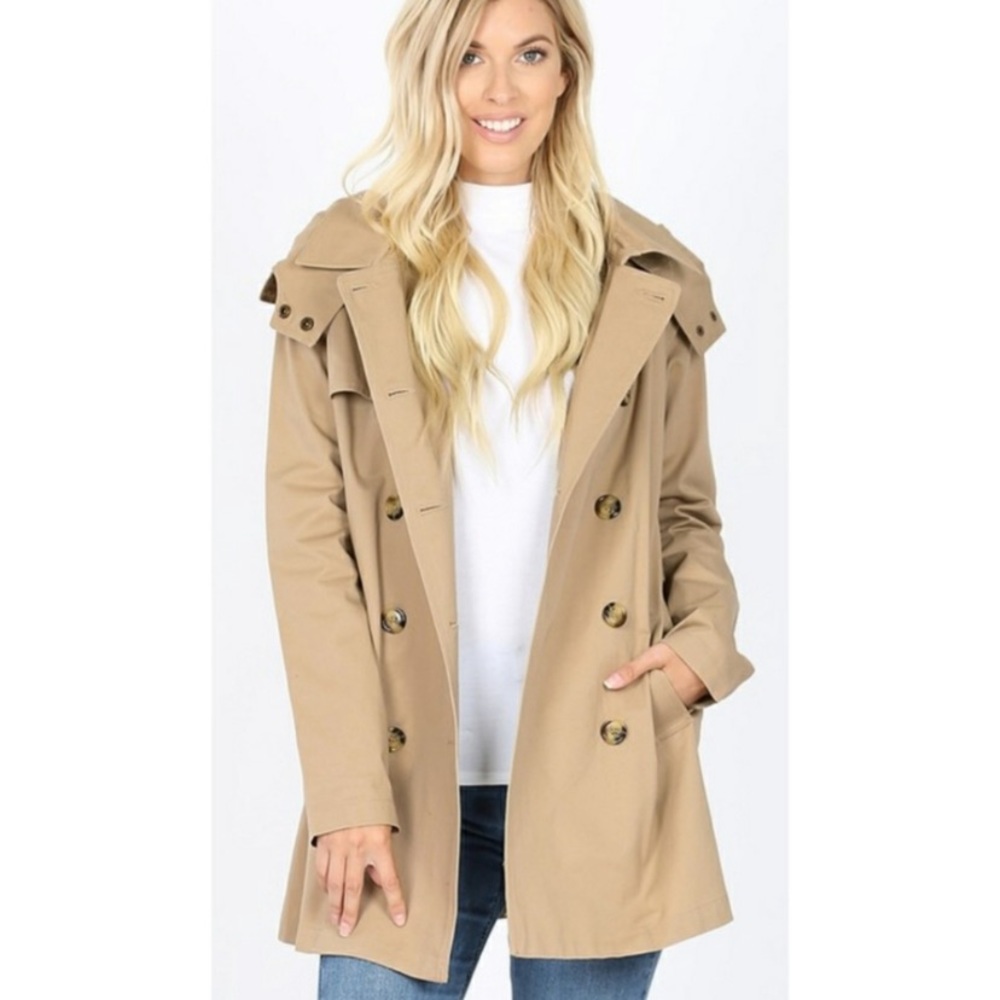 Belted Double Breasted cotton twill trench coat
